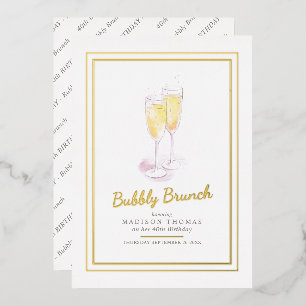 Invitation En Aluminium Champagne pétillant brunch bulles événement 40e