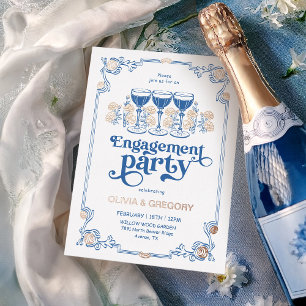Invitation En Aluminium Champagne vintage Sparking Partie d'engagement