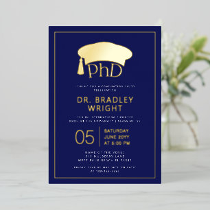 Invitation En Aluminium Chapeau de doctorat PhD Diplôme de doctorat Remise