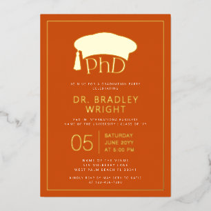 Invitation En Aluminium Chapeau de doctorat PhD Diplôme de doctorat Remise