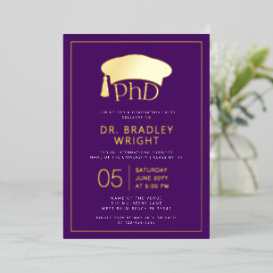 Invitation En Aluminium Chapeau de doctorat PhD Diplôme de doctorat Remise