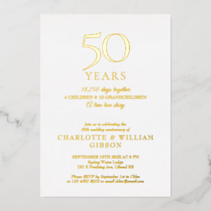 Invitation En Aluminium Chaque année Mariage Anniversaire Souvenirs Or