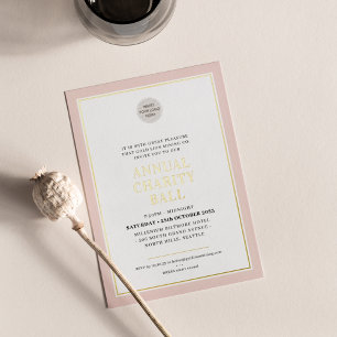 Invitation En Aluminium CHARITY BALL moderne élégant logo bleu or rose