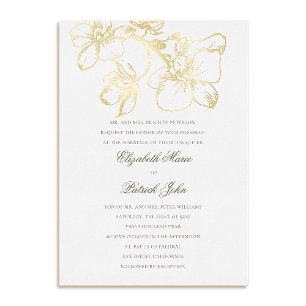 Invitation En Aluminium Charme d'orchidée Classique Formel Héritage Blanc