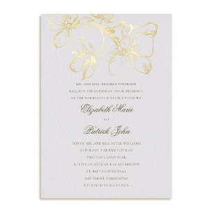 Invitation En Aluminium Charme d'Orchidée Classique Formel Héritage Mariag