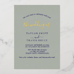 Invitation En Aluminium Charme Élégant Feuille d'Or Mariage de Jardin Vert