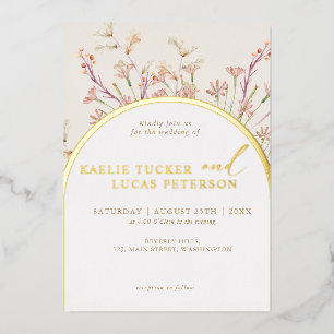 Invitation En Aluminium Charme élégant Fleur Fleur Arc Mariage Or