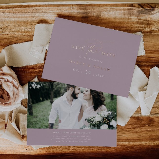 Invitation En Aluminium Charme élégant Rose Rose Gold Foil Enregistrer la  (Elegant Charm Pink Rose Gold Foil Save the Date Foil Invitation)