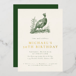 Invitation En Aluminium Chasse au faisan élégant Vert Anniversaire adulte