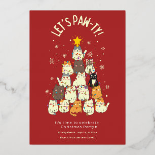 Invitation En Aluminium Chat Rouge Mignon Noël