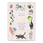Invitation En Aluminium Chat Tastic Kitty Chat fête d'anniversaire avec or<br><div class="desc">Vous appelez tous de petits amoureux de les chats ! Le design comprend de mignons chats illustrés avec des casquettes de fête,  des cadeaux,  des cupcakes et des ballons. Cette adorable invitation à la fête d'anniversaire est parfait pour une fête d'anniversaire à thème de chatte-enfant.</div>