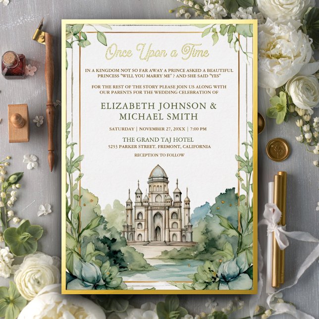 Invitation En Aluminium Château de Conte de Fées Photo Mariage (Créateur téléchargé)