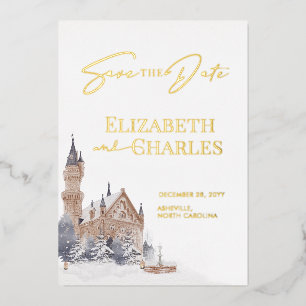 Invitation En Aluminium Château Manoir Anglais Vieille Église Enregistrer 