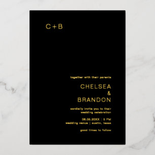Invitation En Aluminium Chelsea Black Mariage moderne