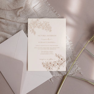 Invitation En Aluminium Cherry Blossom Elegant Rose VRAI Mariage or