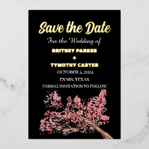 Invitation En Aluminium Cherry Blossom Floral Photo QR Code Mariage