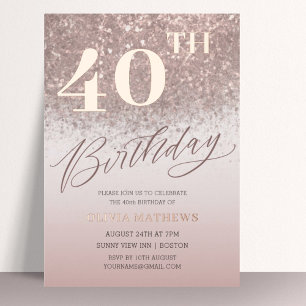 Invitation En Aluminium Chic 40e Anniversaire Or Rose Réel