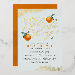 Invitation En Aluminium Chic Bleu A Little Cutie Orange Baby Shower