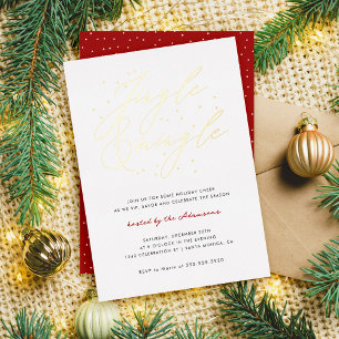 Invitation En Aluminium Chic Calligraphie Jingle & Mingle Christmas Party