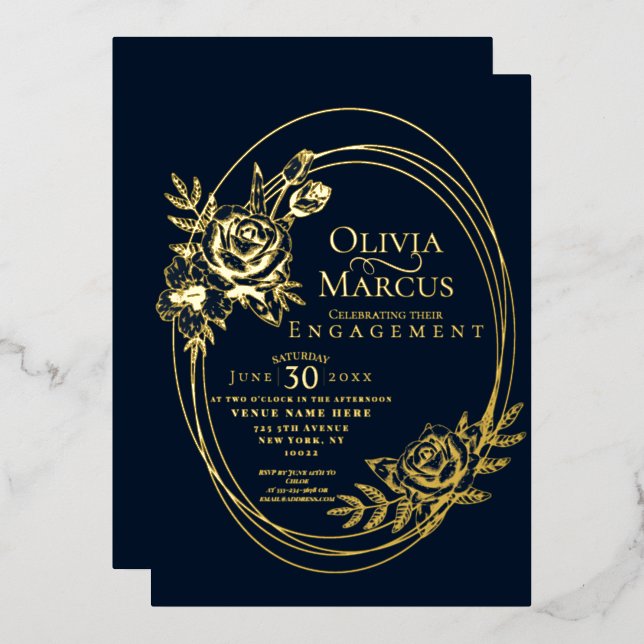Invitation En Aluminium Chic Floral Mariage de couronne (Recto/Verso)