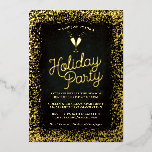 Invitation En Aluminium Chic Gold Champagne Verres Fête