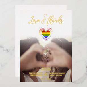 Invitation En Aluminium Chic Love & Merci LGBT Rainbow Pride Heart Photo