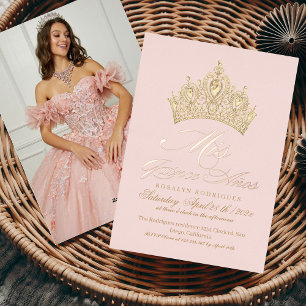 Invitation En Aluminium Chic Mis Quince Anos Pink Gold Photo