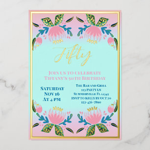 Invitation En Aluminium Chic moderne femmes 50e anniversaire