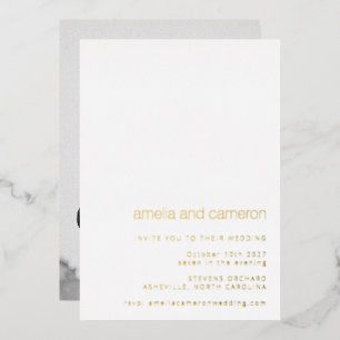 Invitation En Aluminium Chic moderne Mariage tout-en-un photo Blanc Or