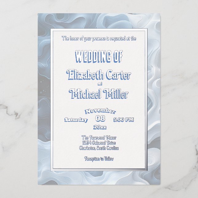 Invitation En Aluminium Chic Moderne Quirky Blue Pastels (Recto)