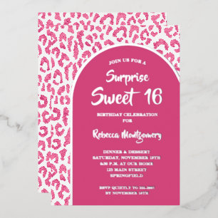 Invitation En Aluminium Chic Sweet 16 Empreinte de léopard Anniversaire Ar