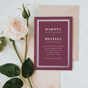 Invitation En Aluminium Chic Vin & Silver Moderne Élégant Mariage photo