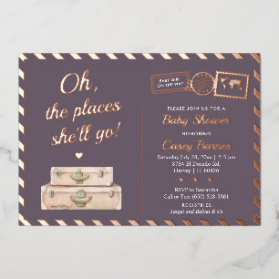 Invitation En Aluminium Chic Voyage Rose Gold Endroits Où Elle Ira Cadeau