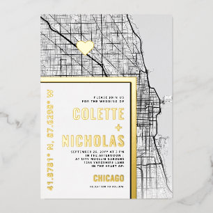 Invitation En Aluminium Chicago Love Locator   Mariage sur le thème de la 