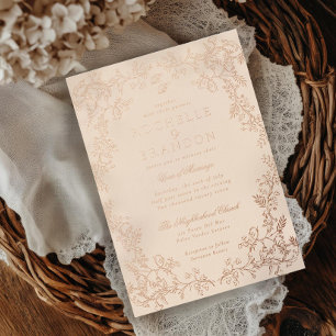 Invitation En Aluminium Chinoiserie romantique Rose Mariage d'or