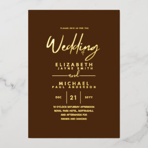Invitation En Aluminium Chocolat Chaud à Feuille d'Or Mariage Moderne Tout