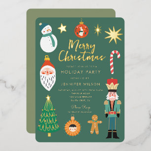 Invitation En Aluminium Choses de Noël en or Fête de famille de Santa Phot
