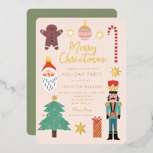 Invitation En Aluminium Choses de Noël en or Vacances Santa Famille Photo
