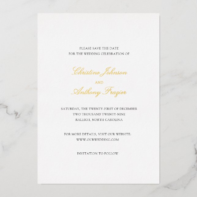 Invitation En Aluminium Christine Elegant Wedding Enregistrer la date (Recto)