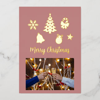 Invitation En Aluminium Christmas Foil Photo Postcard, Foil Postcard