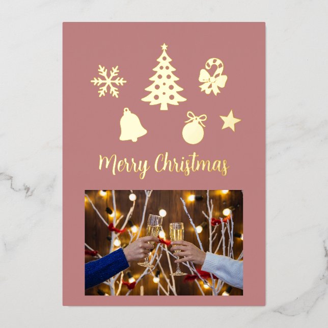 Invitation En Aluminium Christmas Foil Photo Postcard, Foil Postcard (Devant)