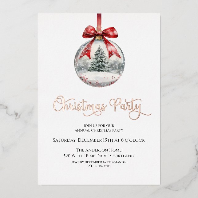 Invitation En Aluminium  Christmas ornament Holiday Party (Recto)
