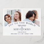 Invitation En Aluminium Christmas White Chic Luxury Grey 2 Photos Collage<br><div class="desc">Christmas White Chic Luxury Grey 2 Photos Collage Mariage Metallic Foil Enregistrer la date avec Envelope. Si vous voulez coordonner le dos, je vous suggère d'utiliser les codes de couleurs suivants : Or Rose C3999B - Or #CBB068 - Argent #B3B3B3 Pour les couples MR & MRS, MRS & MRS, MR...</div>
