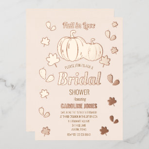 Invitation En Aluminium Chute en amour Citrouille Boho Gold Foil Fête des