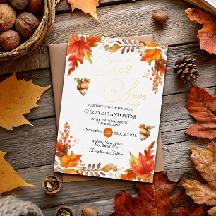 Invitation En Aluminium Chute en amour Elegant Boho Floral Mariage Gold
