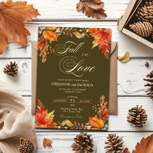 Invitation En Aluminium Chute en amour Elegant Boho Floral Mariage Gold