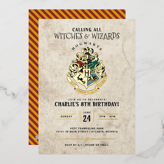 Invitation En Aluminium Cimier de Poudlard Harry Potter Anniversaire (Recto/Verso)