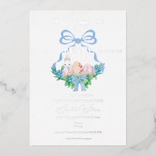 Invitation En Aluminium Cimier Floral Violet Baby shower de lapin de Pâque