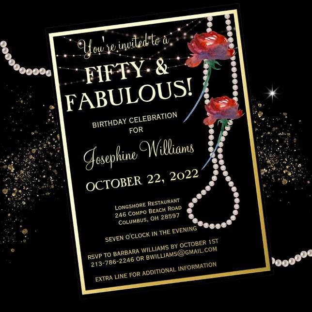 Invitation En Aluminium Cinquante et fabuleux anniversaire Black REAL Gold (Créateur téléchargé)