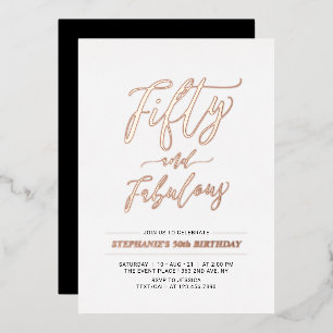 Invitation En Aluminium Cinquante et fabuleux   Rose Gold 50th Birthday Pa